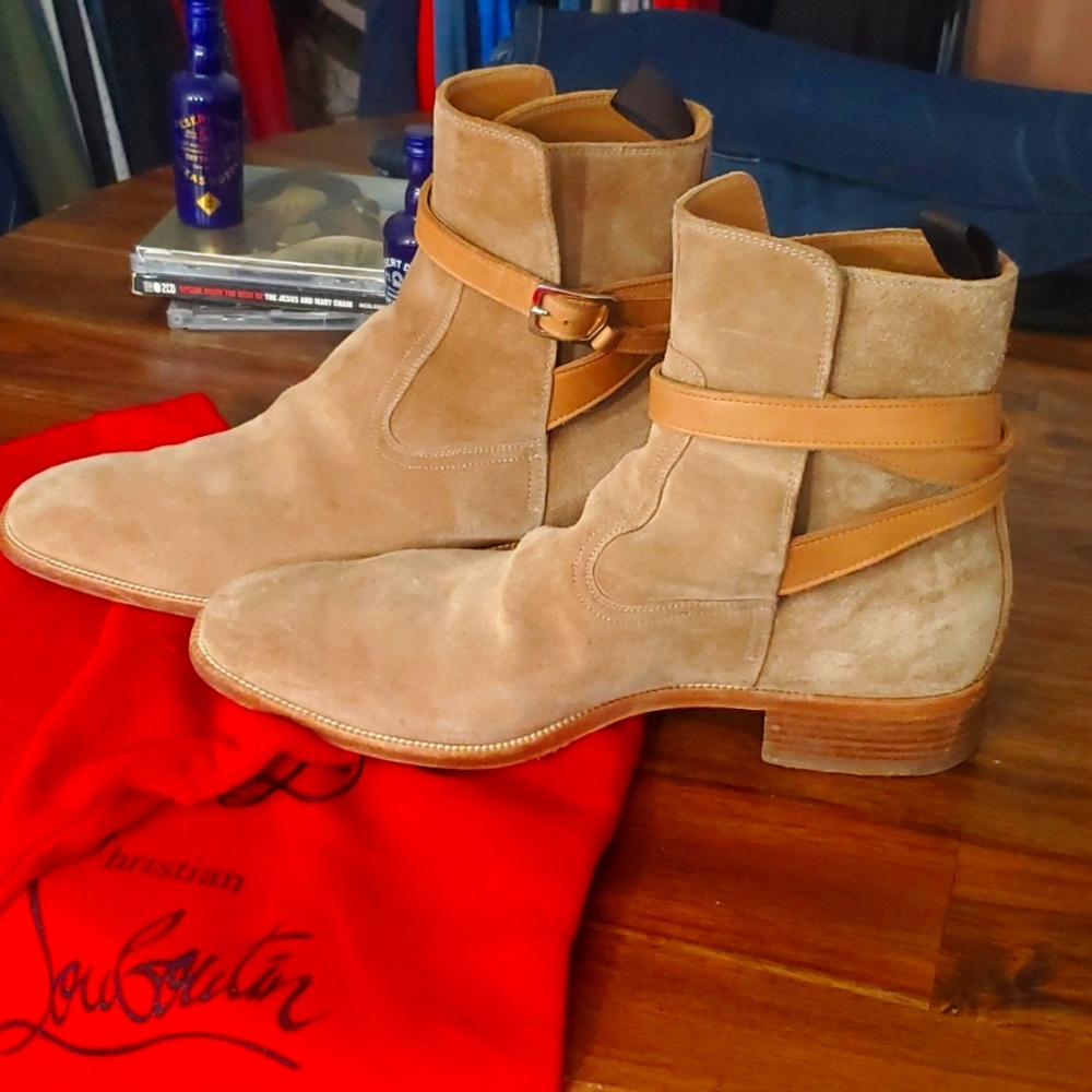 Christian Louboutin tan suede boots